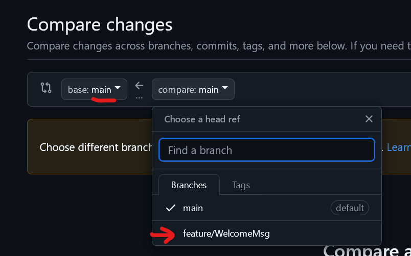 Branch selection dropdowns